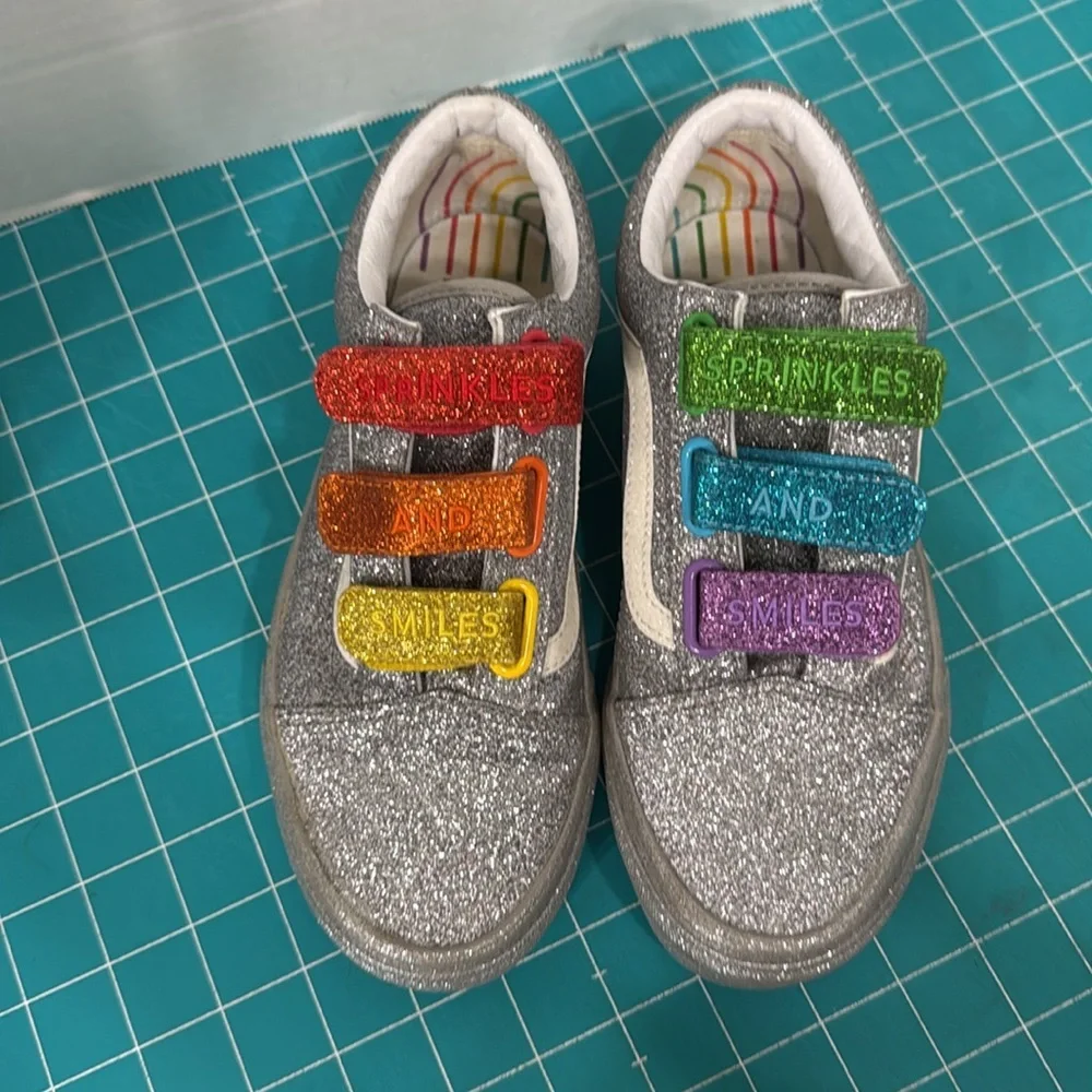 Vans x Flour Shop by Amirah Kassem  Rainbow Glitter Old Skool Skate Shoe 7.5 - Picture 2 of 16